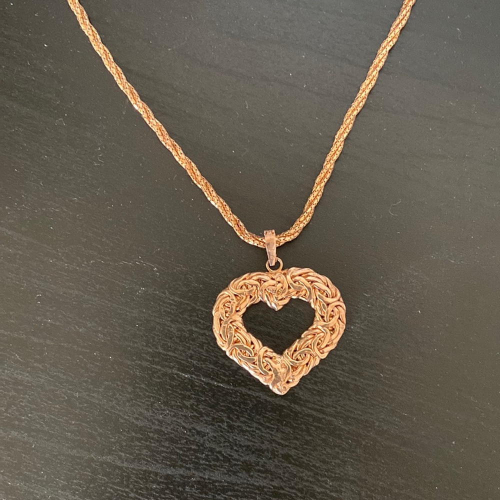 LIRM 925 Italy with Rose Gold Heart Pendant Necklace